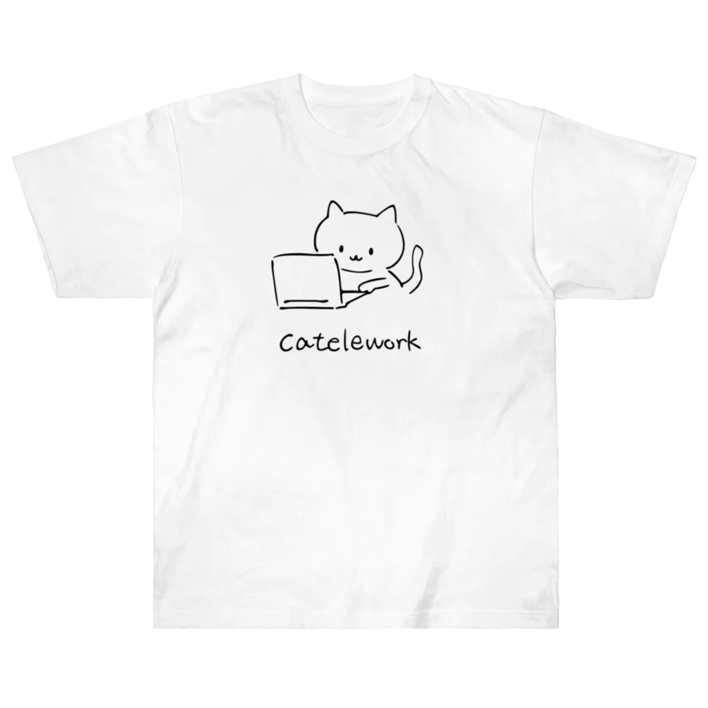 bonnnun ﾎﾞﾝﾇﾝのcatelework テレワークネコ Heavyweight T-Shirt