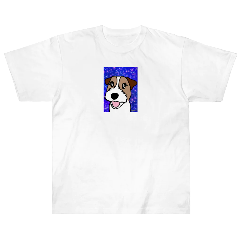 虹色PLUSの夜空を見上げて　ジャックラッセルテリア犬 Heavyweight T-Shirt