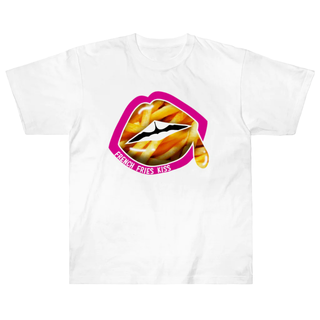 daddy-s_junkfoodsのFRENCH FRIES KISS - PINK Heavyweight T-Shirt