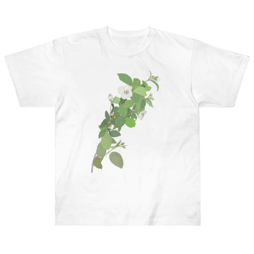 植物の絵師「洋子」の店の梅花空木 ヘビーウェイトTシャツ