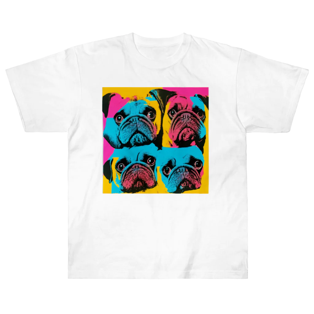 TakashiSのsurprised face pug ヘビーウェイトTシャツ