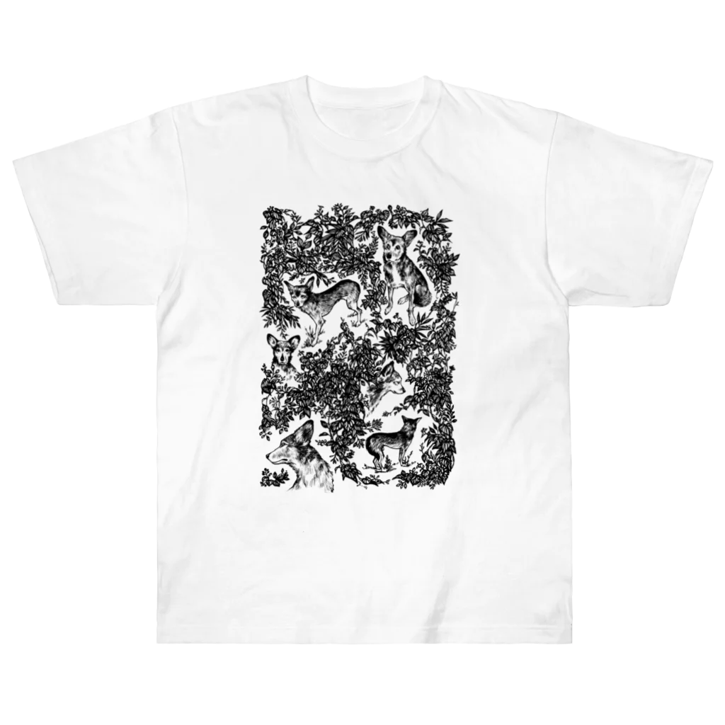ガクピー堂のお洒落な藪と雑種犬 ヘビーウェイトTシャツ