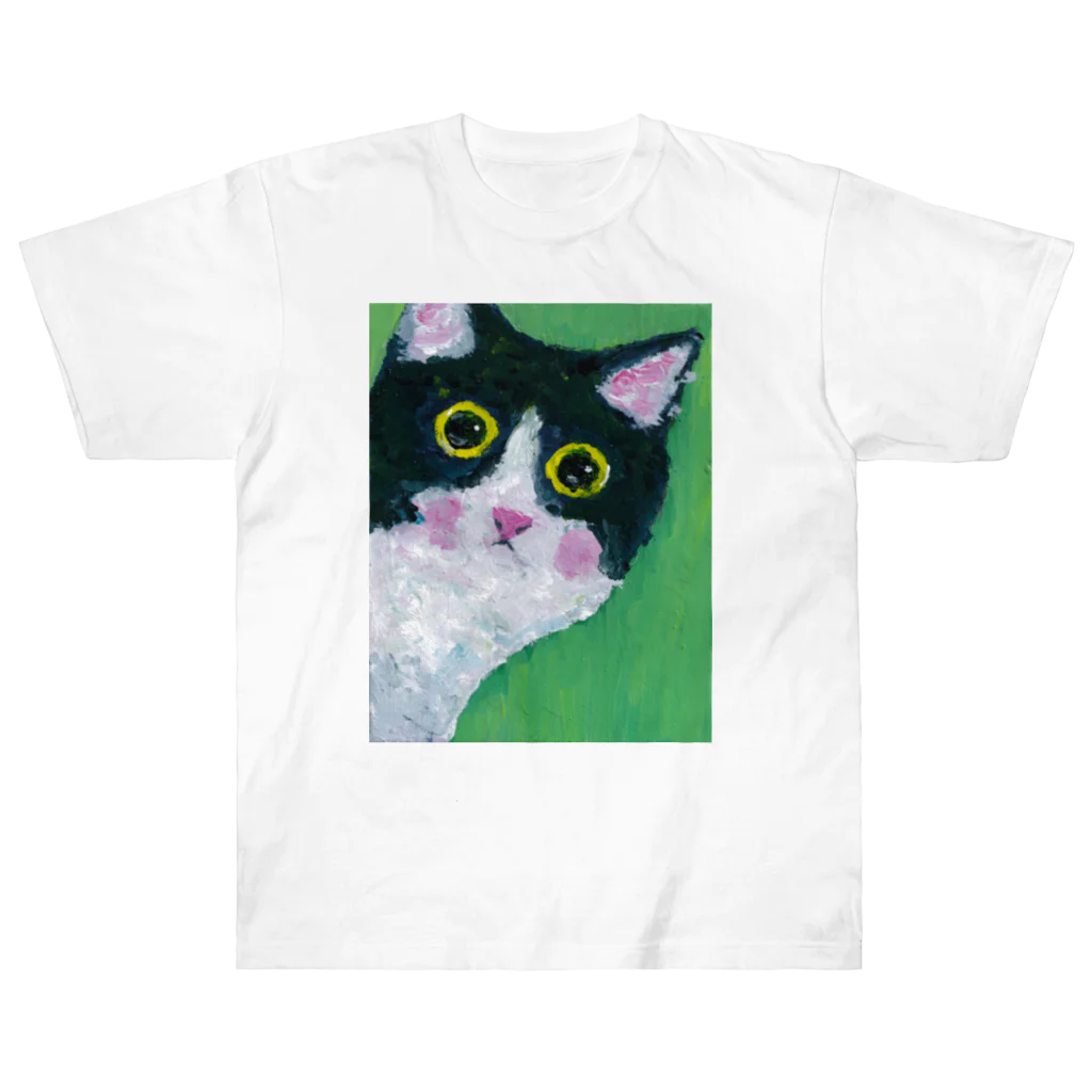 tomorebiのひょっこり猫さん ヘビーウェイトTシャツ