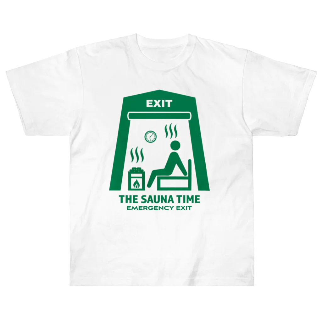 kg_shopのTHE SAUNA TIME【非常口パロディ】 Heavyweight T-Shirt