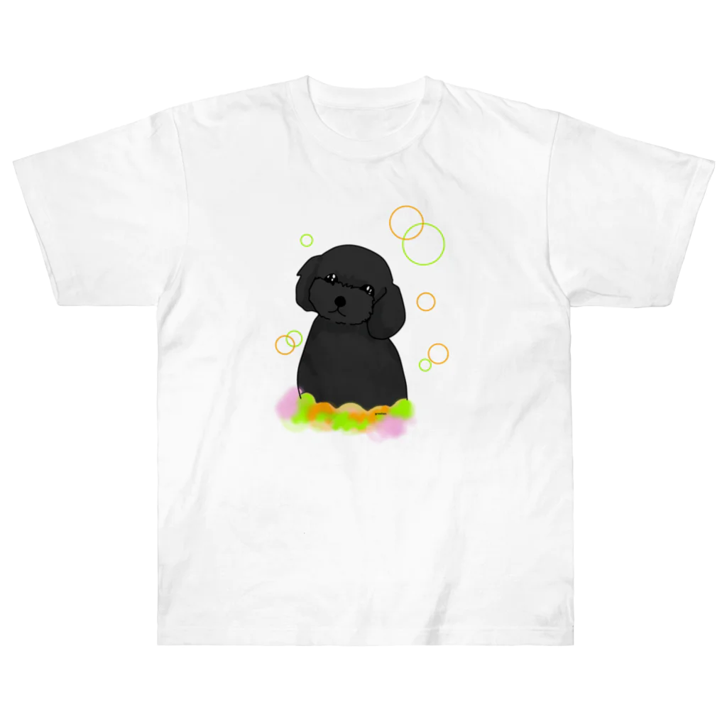 greetenの黒トイプードル　癒し犬 ヘビーウェイトTシャツ