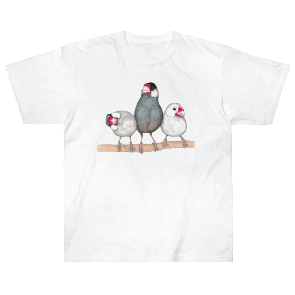 森図鑑の[森図鑑] 三羽文鳥 Heavyweight T-Shirt