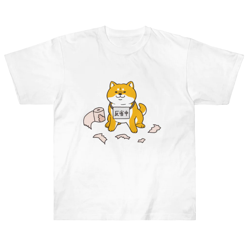 もんとみ | もっちり動物造形作家の反省の色が見えない柴犬 ヘビーウェイトTシャツ