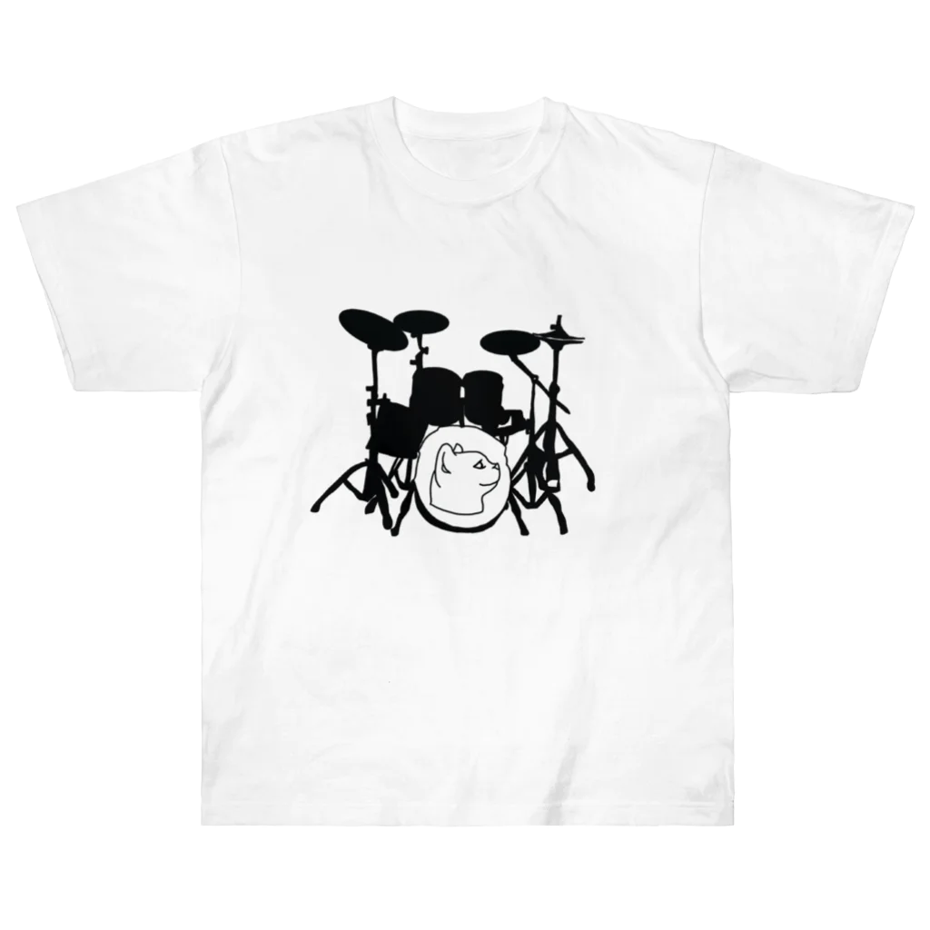 ロジローのドラム(ネコ)黒 ヘビーウェイトTシャツ