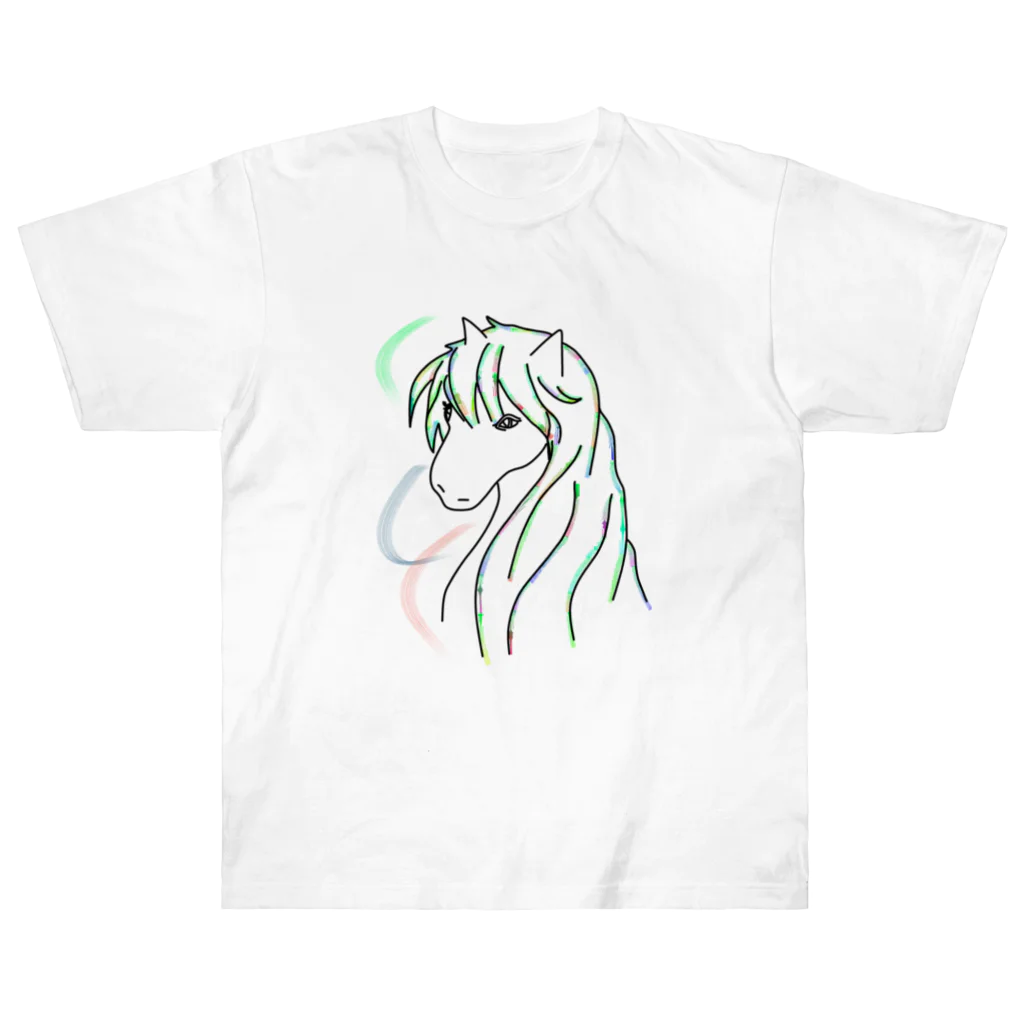 greetenの馬　カラフルラインアート　 ヘビーウェイトTシャツ