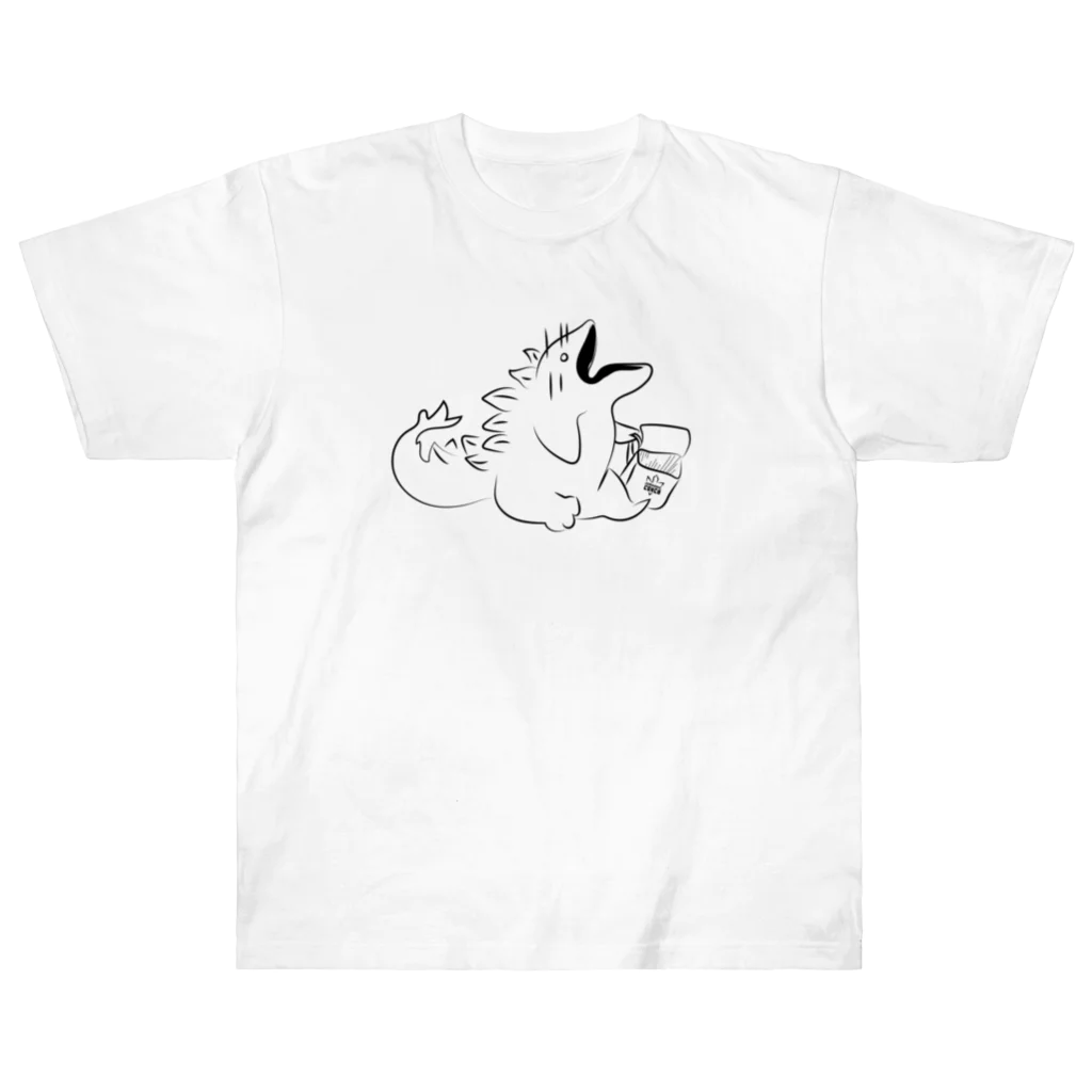 Owl and Potato Creationのステゴサウルス 草食系 ジュラシックランチ ヘビーウェイトTシャツ