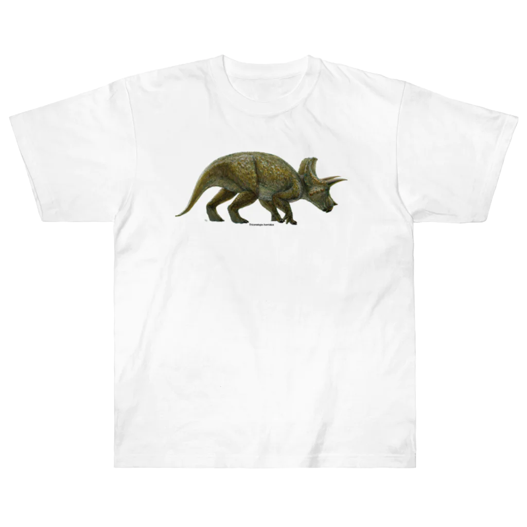 segasworksのTriceratops horridus(トリケラトプス ・ホリドゥス)着彩画 ヘビーウェイトTシャツ