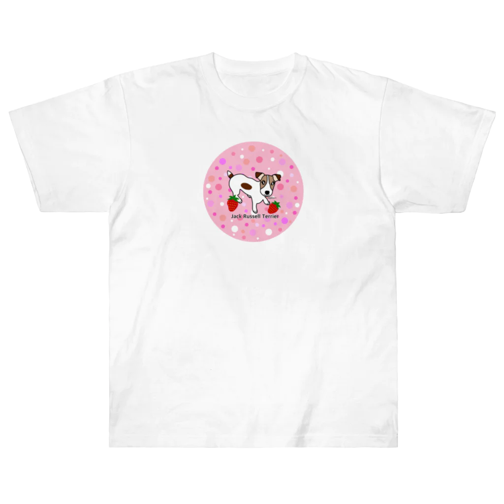 虹色PLUSのジャックラッセルテリアと苺 Heavyweight T-Shirt