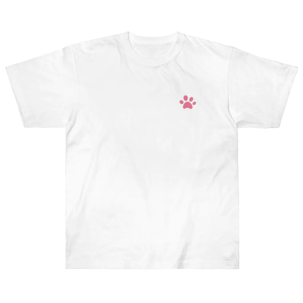 ねこといっしょに🐈猫グッズ専門店🐾のピンクの肉球 Heavyweight T-Shirt