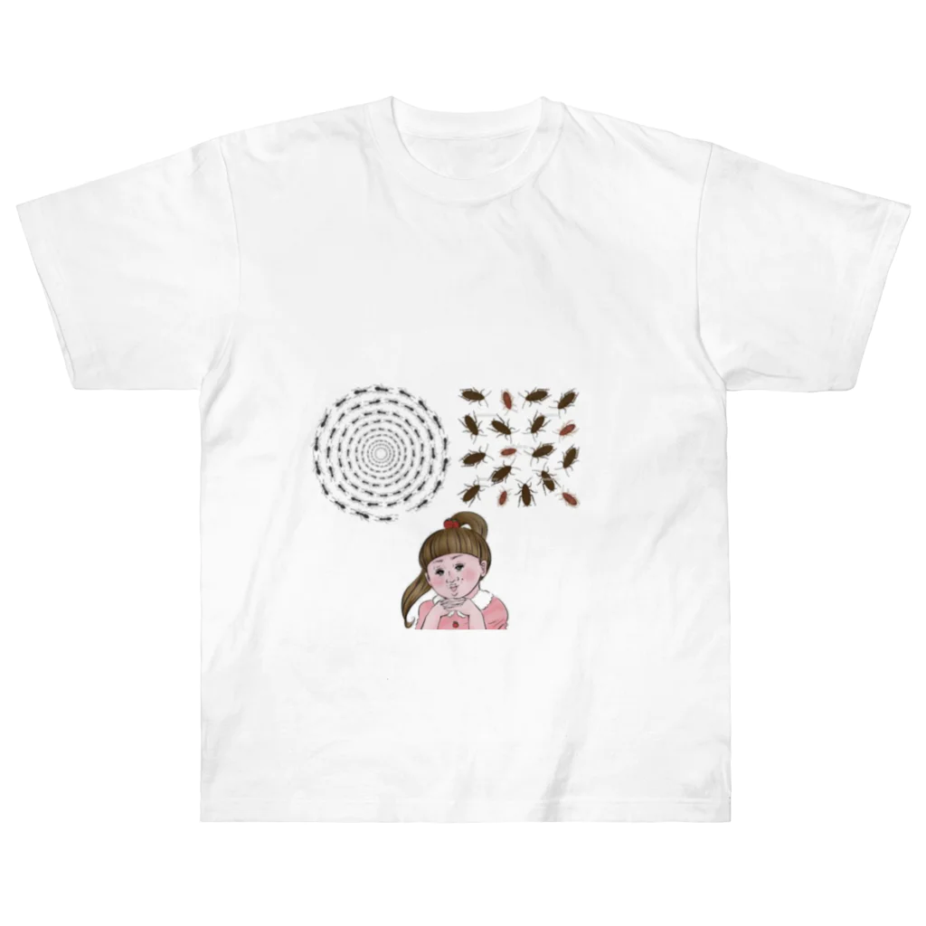 HOSHIMI⭐️🍵🌺のアリ🐜とゴキブリ🪳と友達女 ヘビーウェイトTシャツ