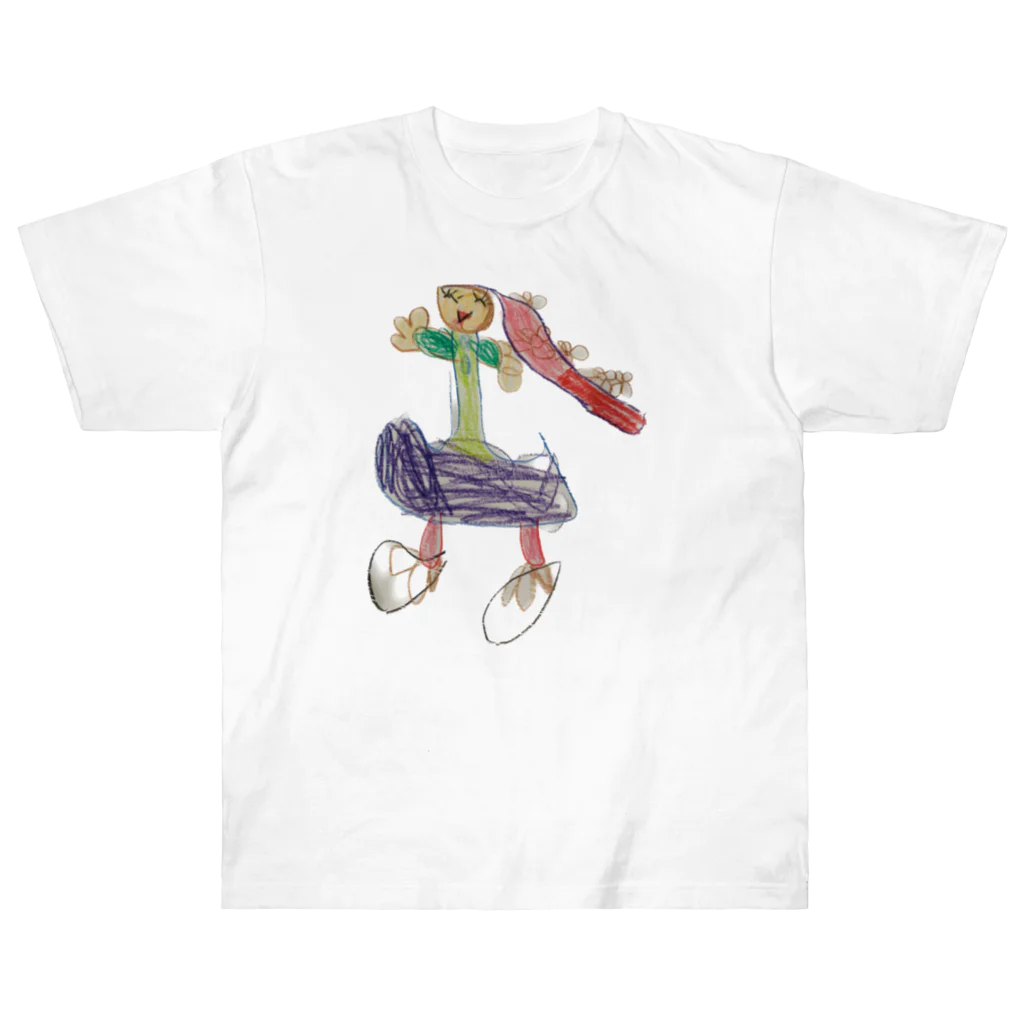 KidsArtの【子どもの絵】長い髪の女の子 Heavyweight T-Shirt