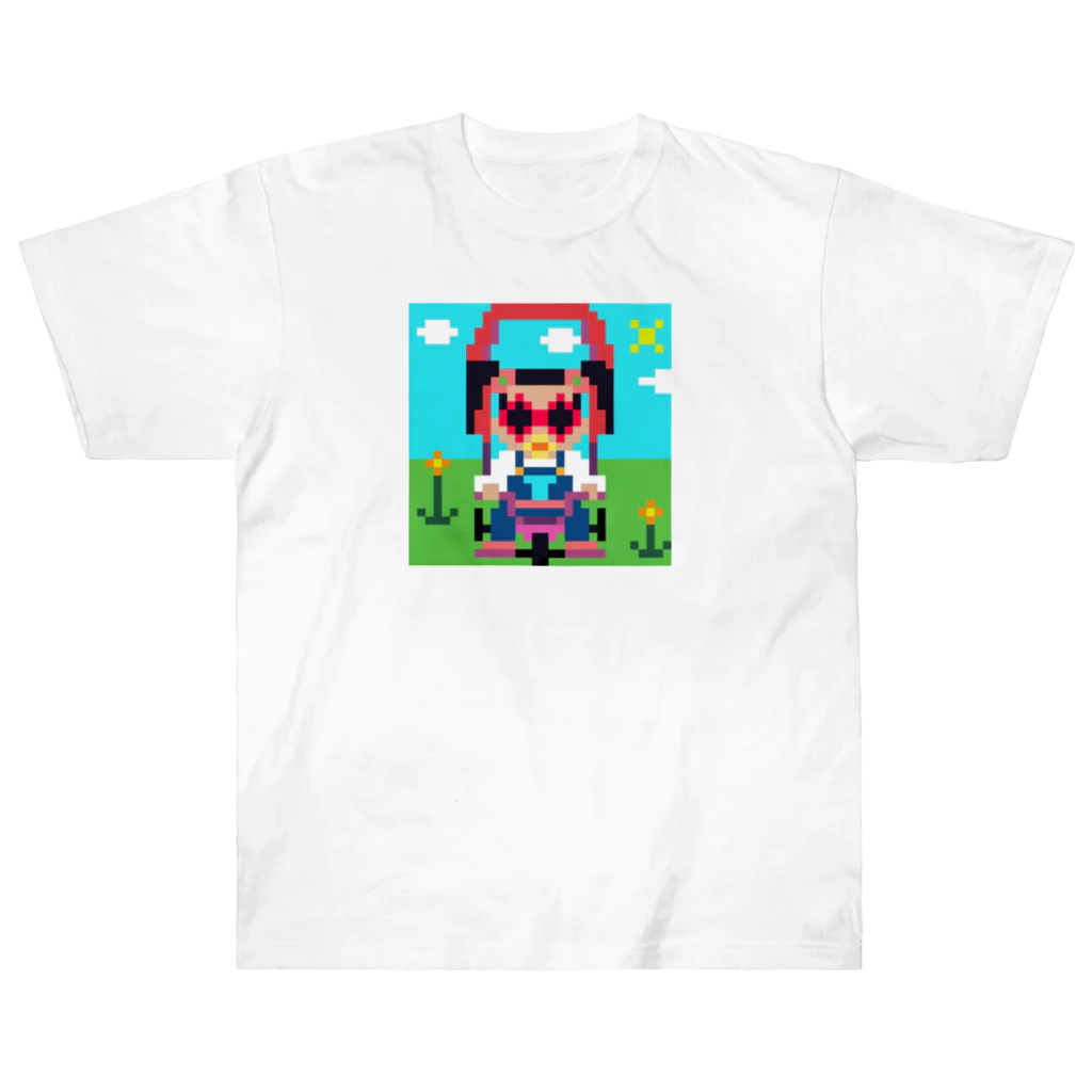 Ruru's worldの01ドット絵　ruruちゃん/三輪車でお散歩　 Heavyweight T-Shirt