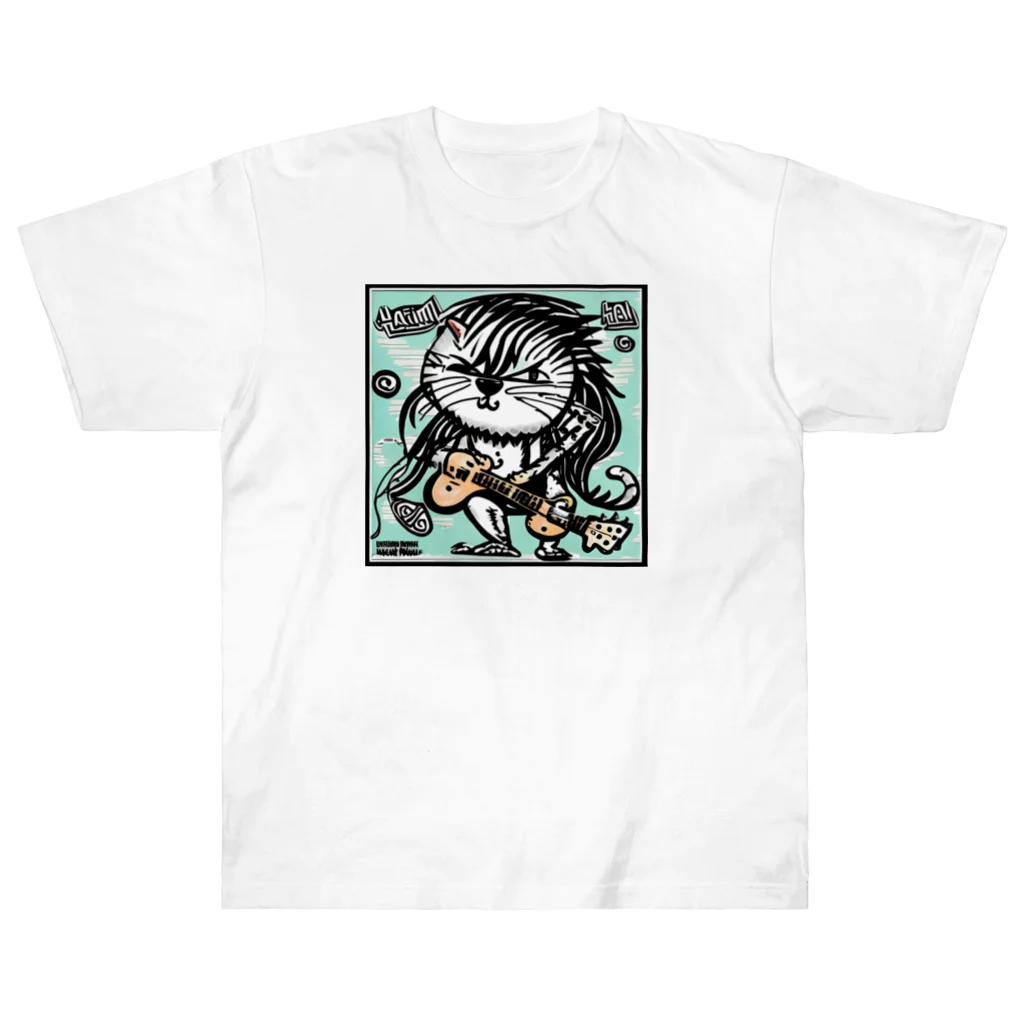 Alacarteの猫仙人のロックンロール🎶 ヘビーウェイトTシャツ