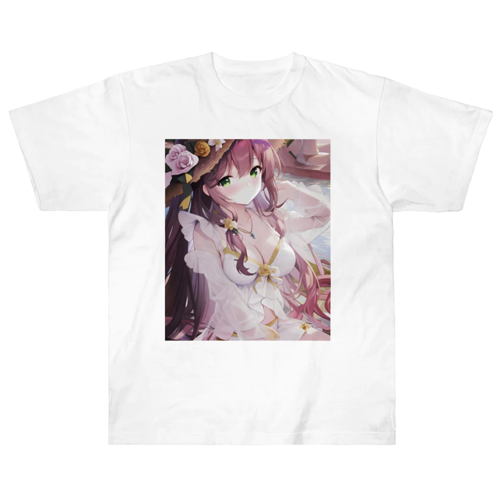 あゆはの華の妖精のかわいい女の子 ヘビーウェイトTシャツ