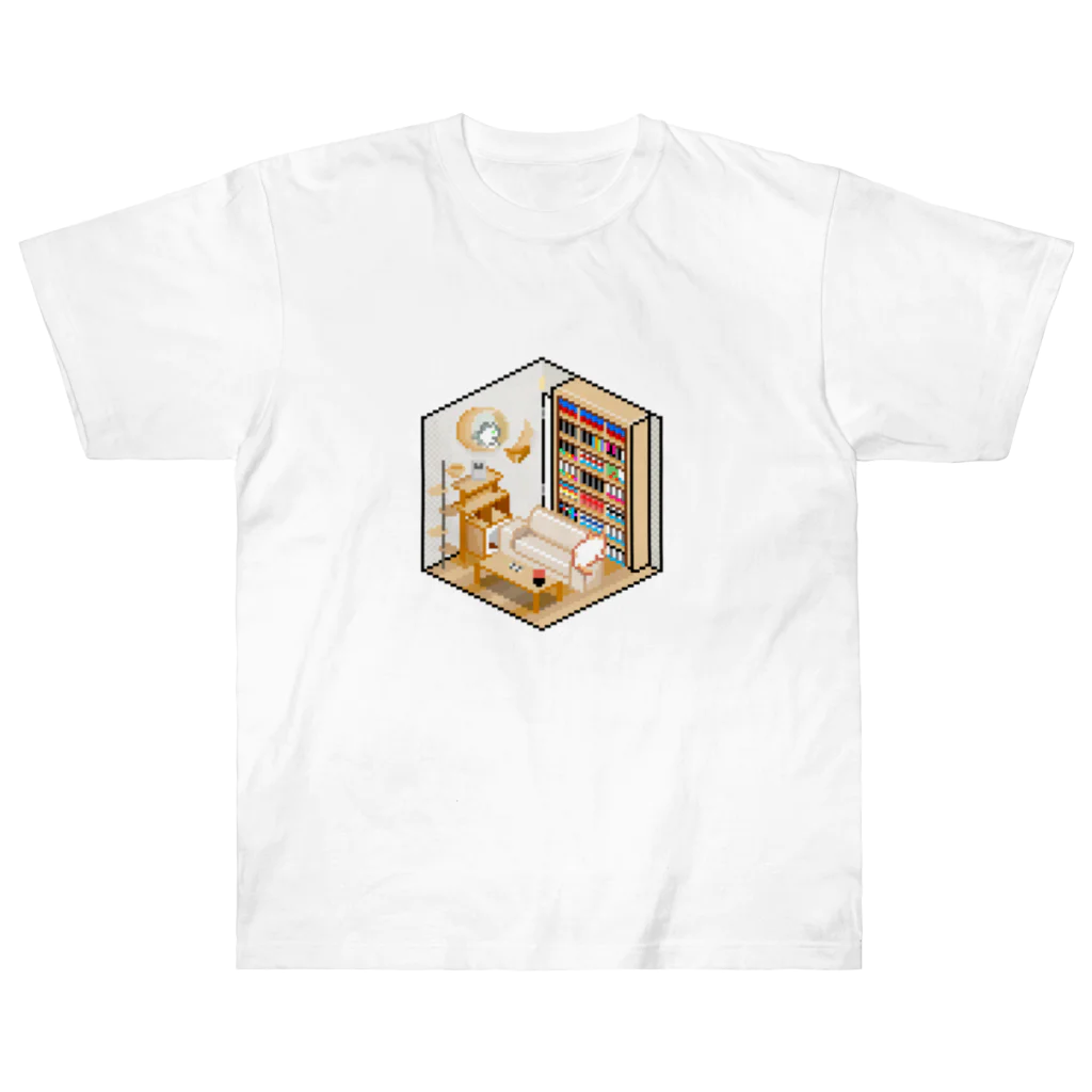 脱サラ賢者タカの池崎さん家っぽいピクセルルームTシャツ【白】 ヘビーウェイトTシャツ