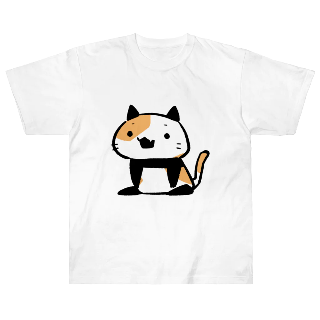 うさやのパンダ風味の三毛猫 ヘビーウェイトTシャツ