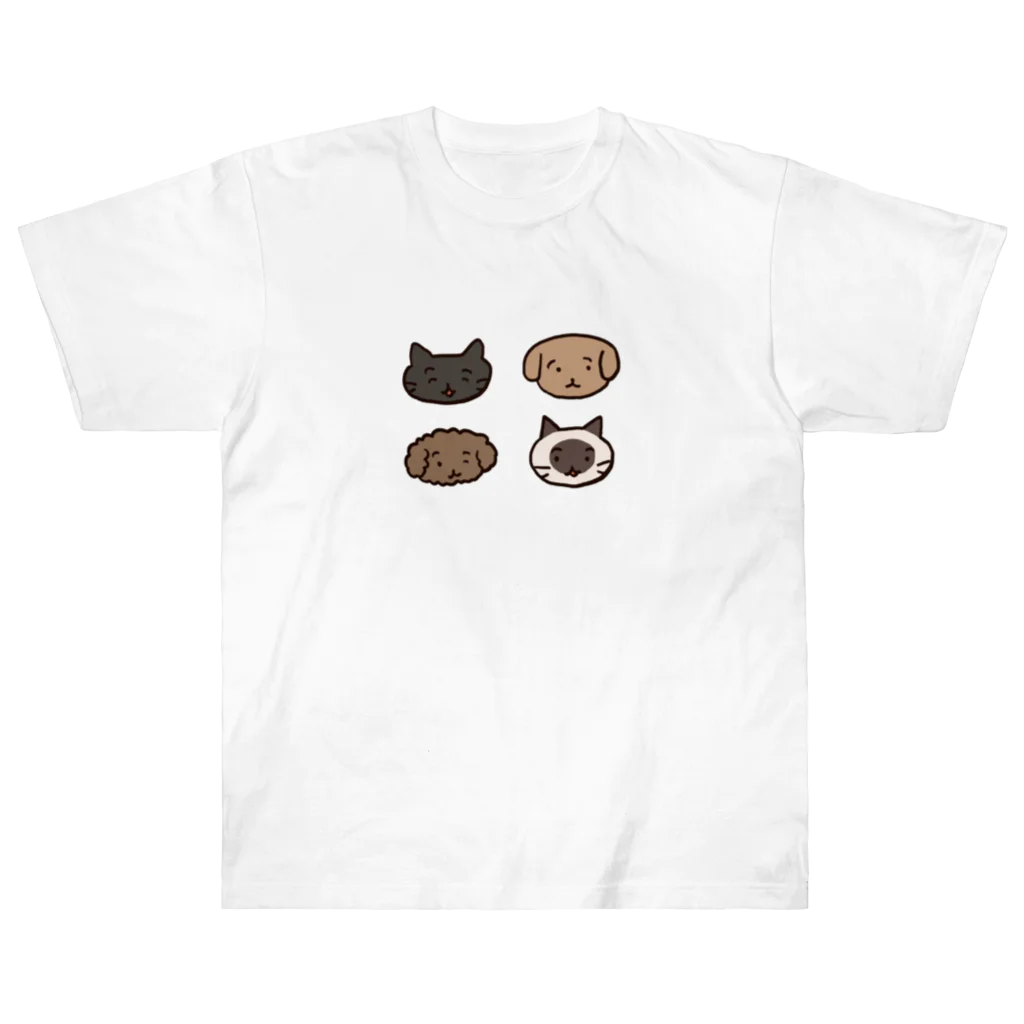 自由の犬2匹猫2匹 Heavyweight T-Shirt