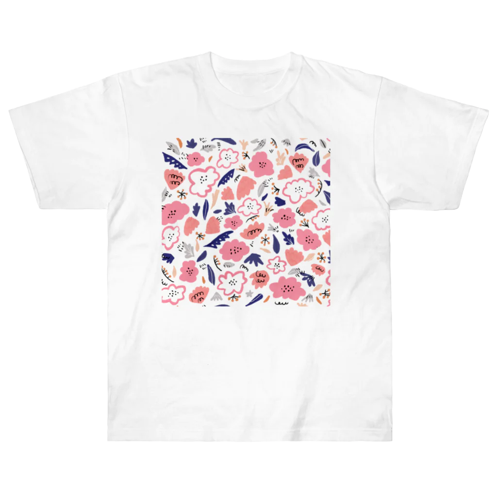 Katie（カチエ）の抽象的な手描きの花柄 Heavyweight T-Shirt