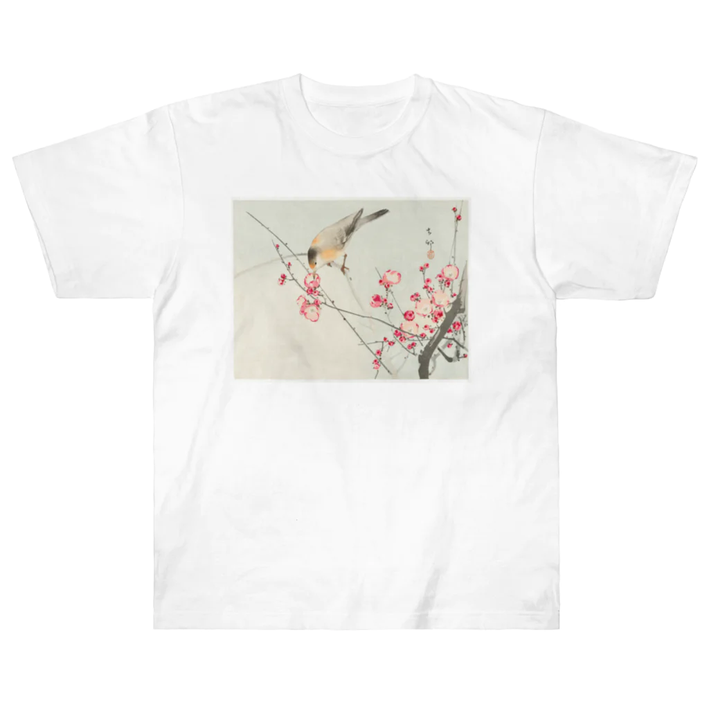 MUGEN ARTの小原古邨　梅に鶯　Ohara Koson / Songbird on blossom branch ヘビーウェイトTシャツ