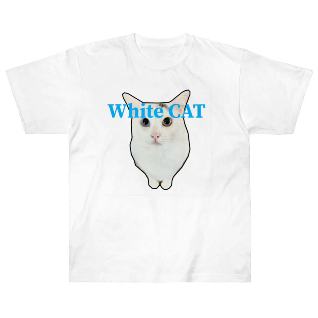 保護猫しーちゃん（White cat）のしーちゃんWhiteCATちゃん ヘビーウェイトTシャツ