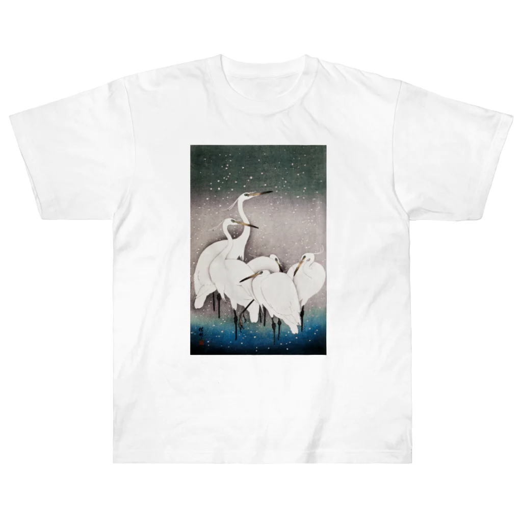 MUGEN ARTの小原古邨　雪中群鷺（白鷺の群れ）日本のアートTシャツ＆グッズ Heavyweight T-Shirt