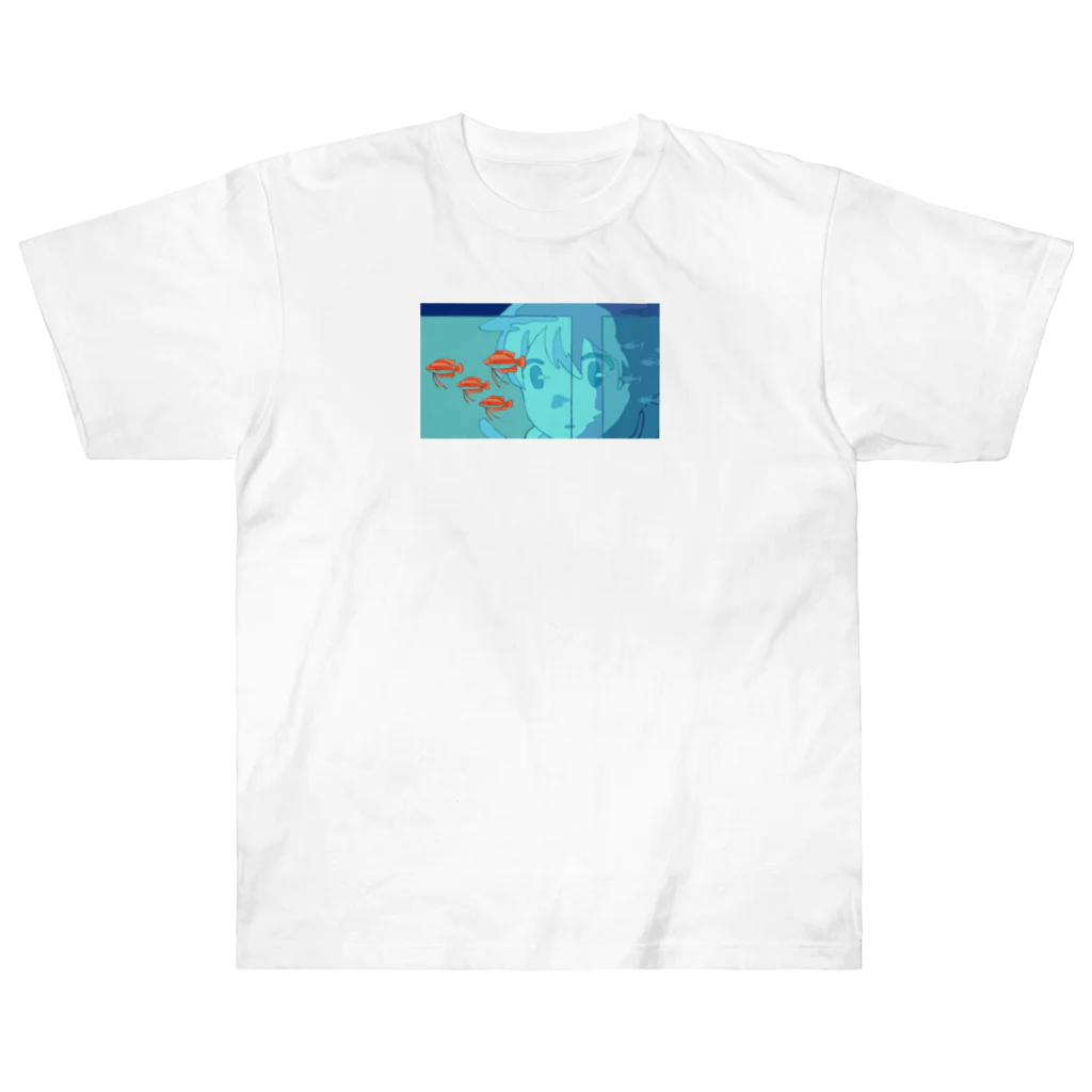 yuei_00の水槽を見てる男子高校生 Heavyweight T-Shirt