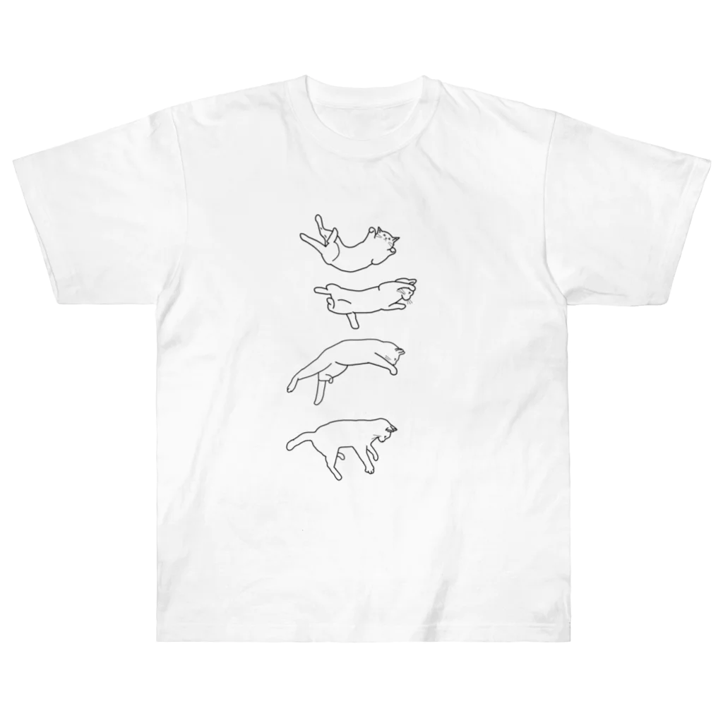 小鳥と映画館の着地する時の猫　スローモーション ヘビーウェイトTシャツ