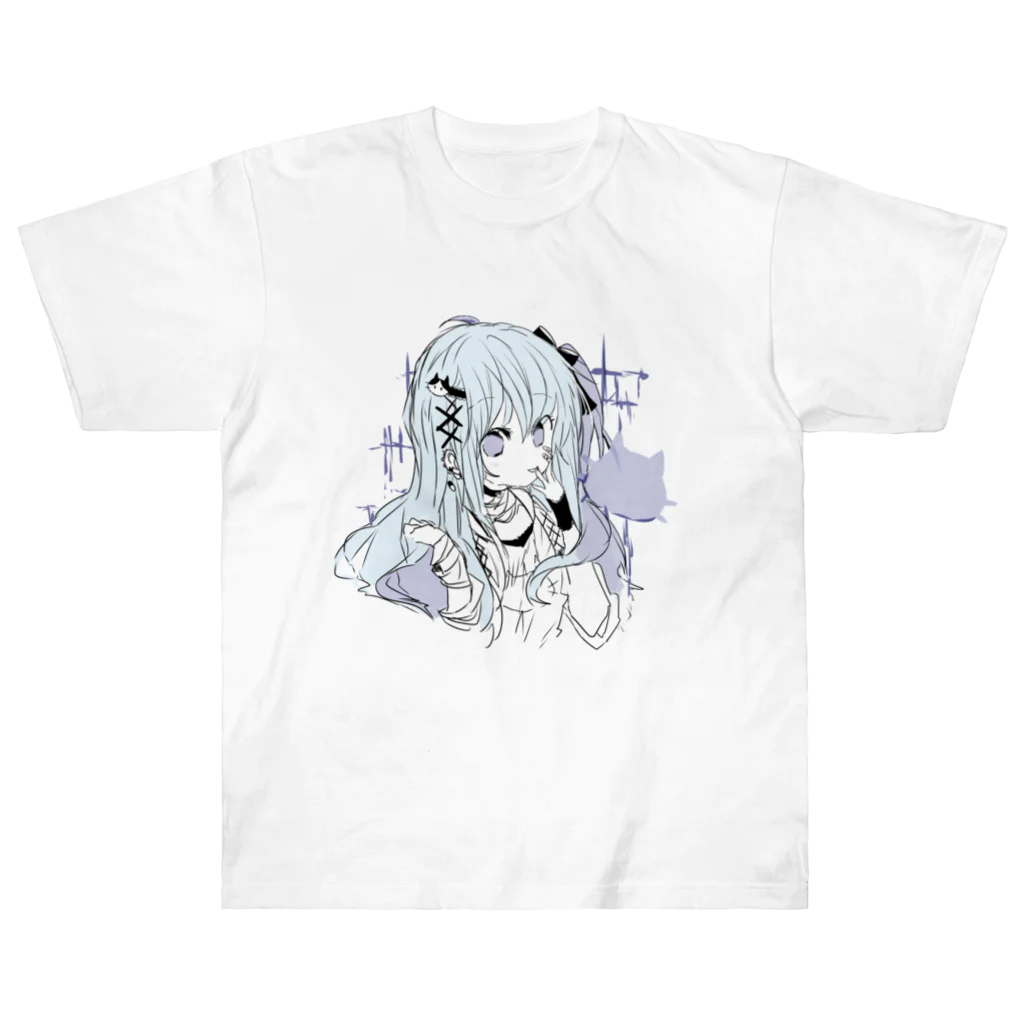 blossomの淡色青紫系女の子 ヘビーウェイトTシャツ
