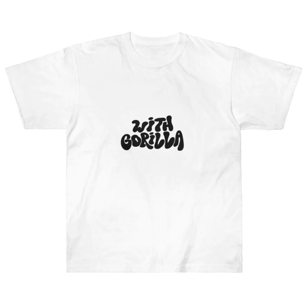 with Gorillaのwith Gorilla (hippie logo) Heavyweight T-Shirt