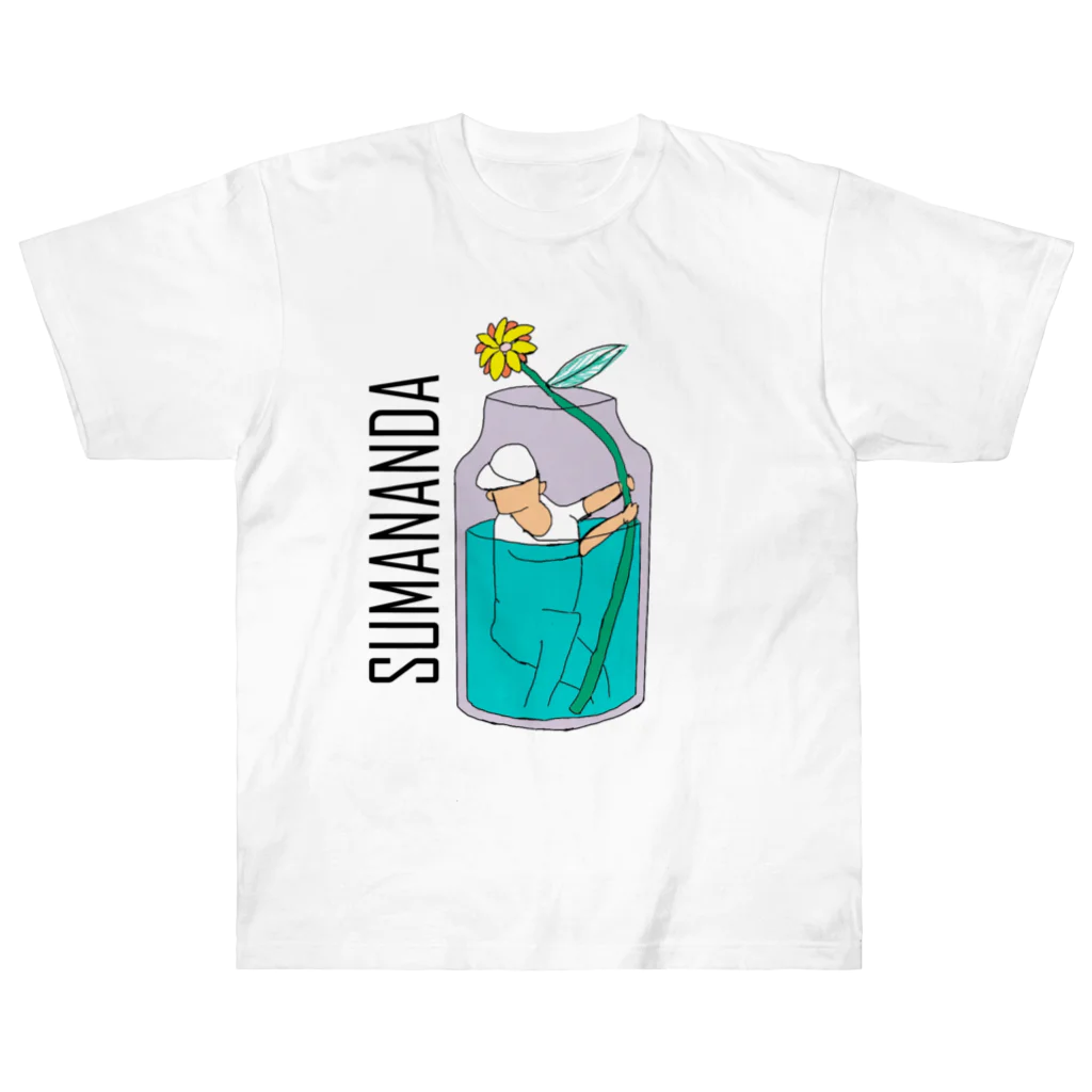 sumanandaのSUMANANDA公式　a left-handed batter in the flower vase ヘビーウェイトTシャツ