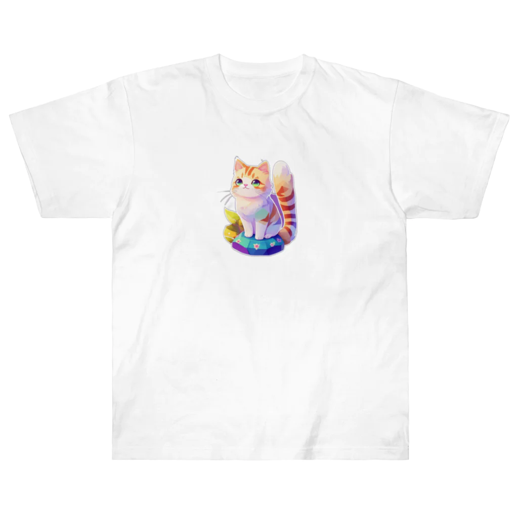 dolphineの上目遣いで見上げるrainbow cute cat ヘビーウェイトTシャツ