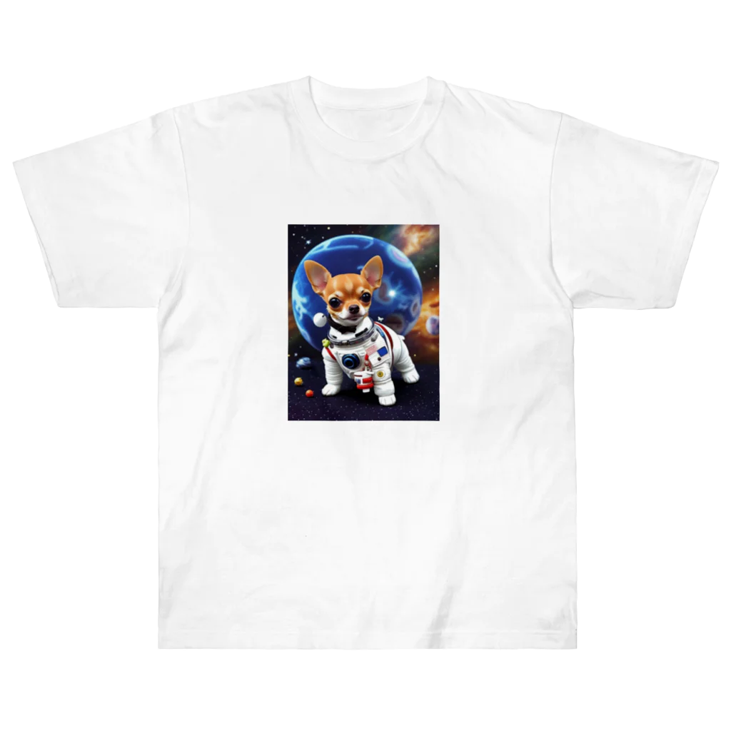 Pet_Charmの宇宙服を着たチワワ ヘビーウェイトTシャツ