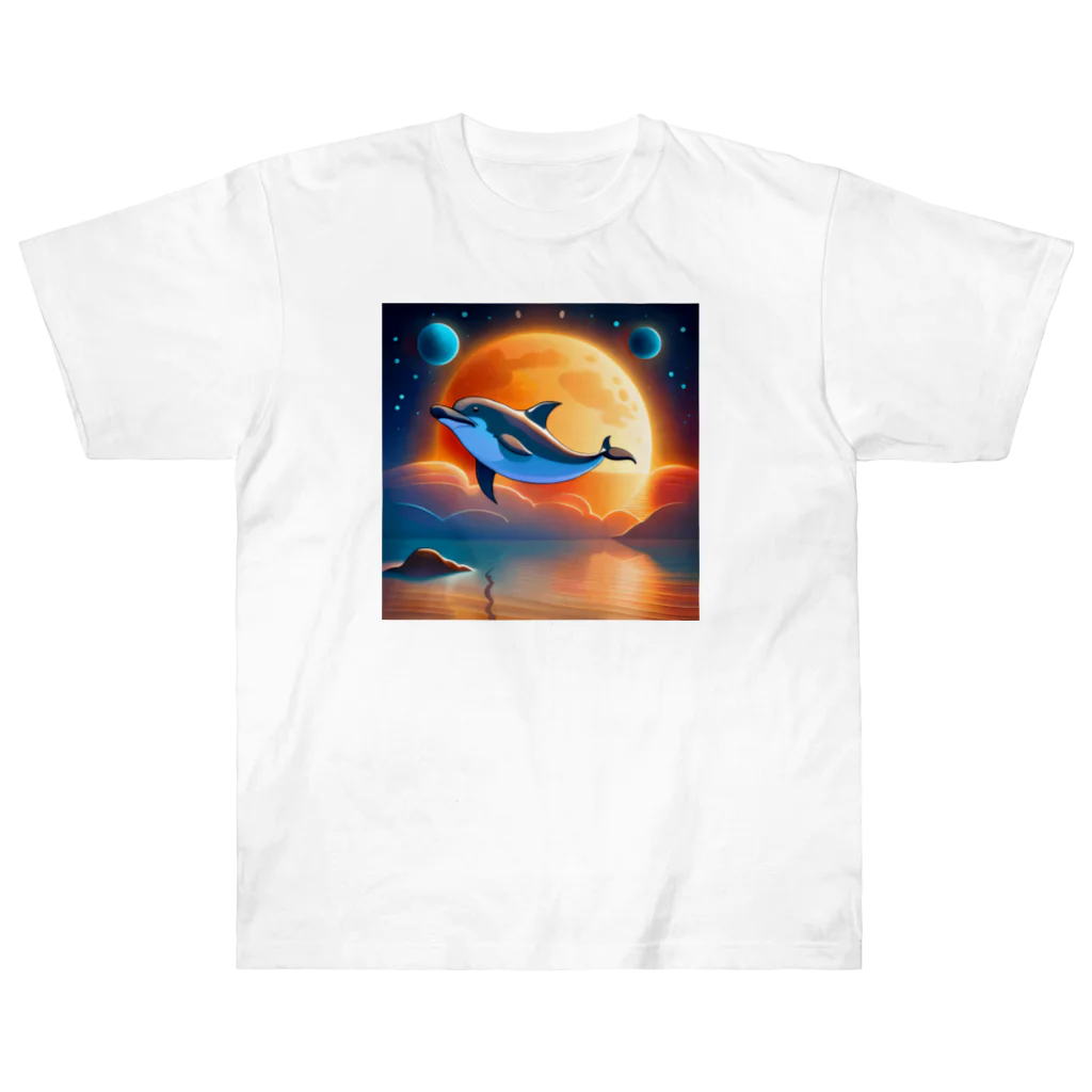 dolphineの宇宙のヒーリングドルフィン Heavyweight T-Shirt