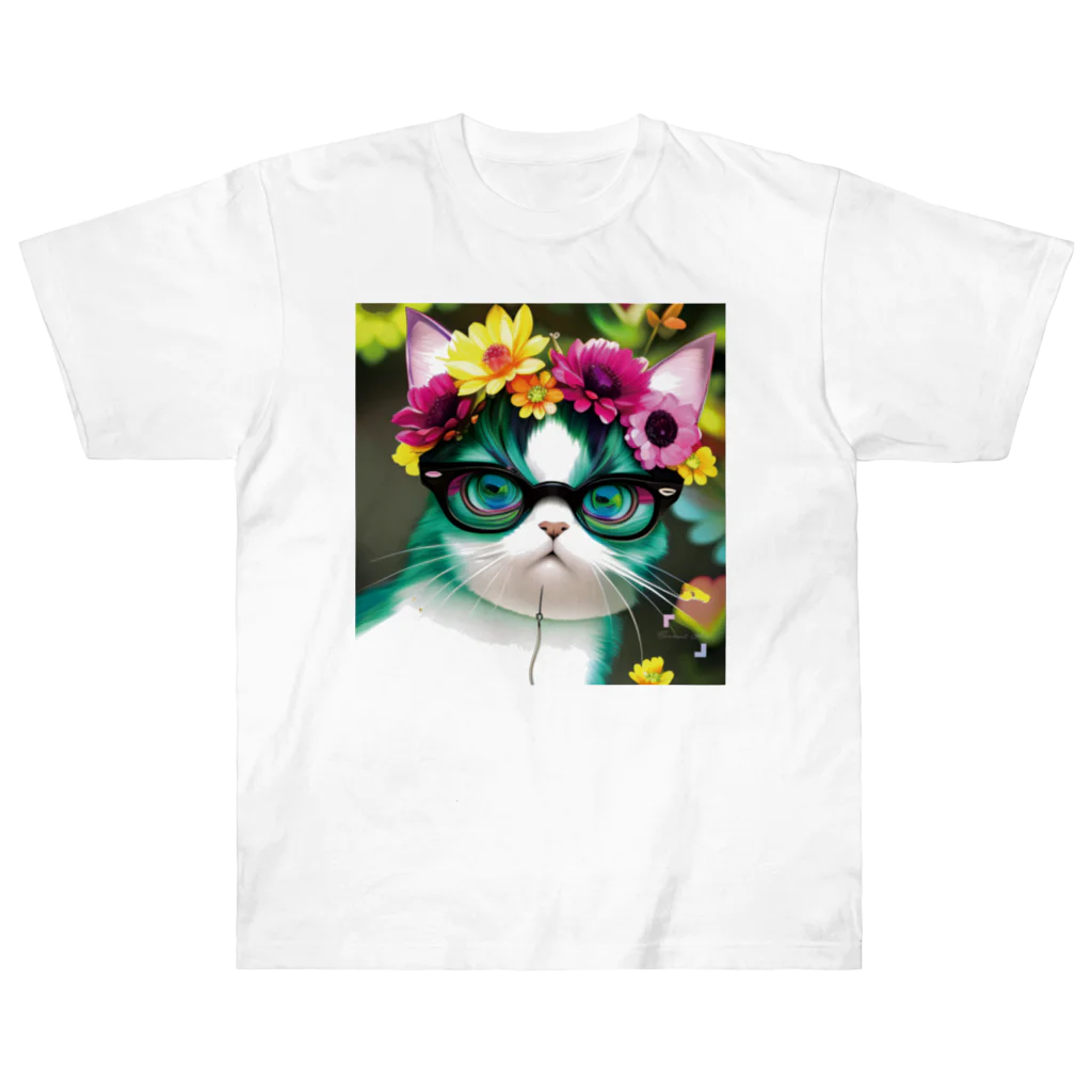 Connect Art SUZURI STOREのConnect Art 002 Cat Heavyweight T-Shirt