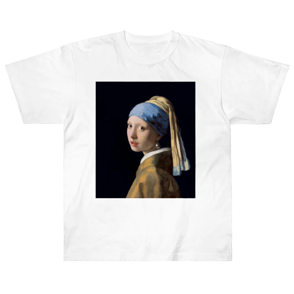 世界美術商店の真珠の耳飾りの少女 / Girl with a Pearl Earring ヘビーウェイトTシャツ