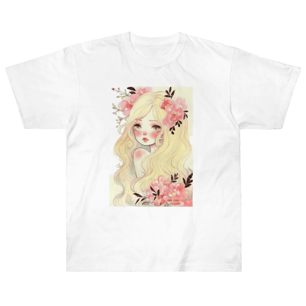 天道虫のPink Flower Hair Heavyweight T-Shirt