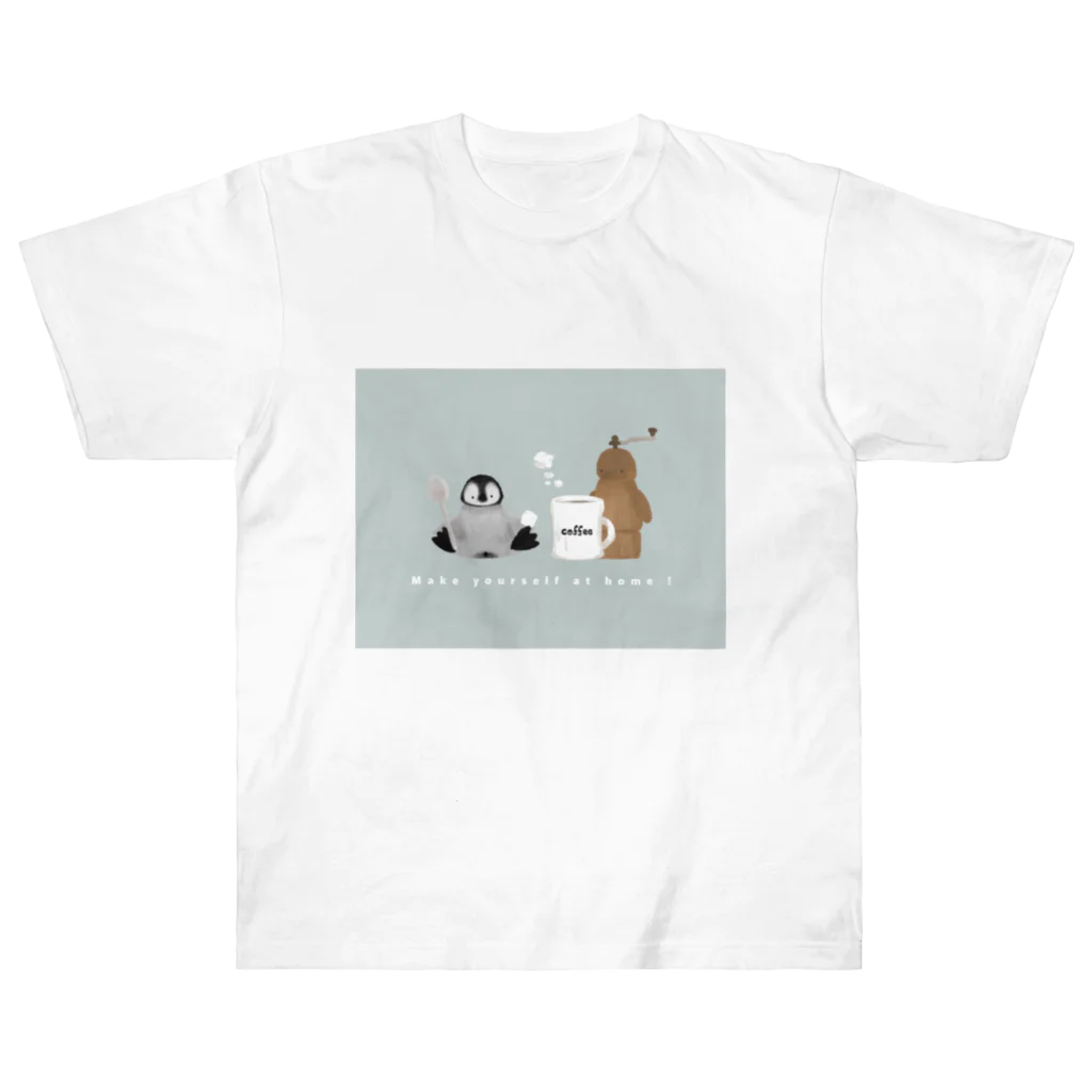 nagisa-ya(なぎさや) ペンギン雑貨のコーヒーとペンひな ヘビーウェイトTシャツ