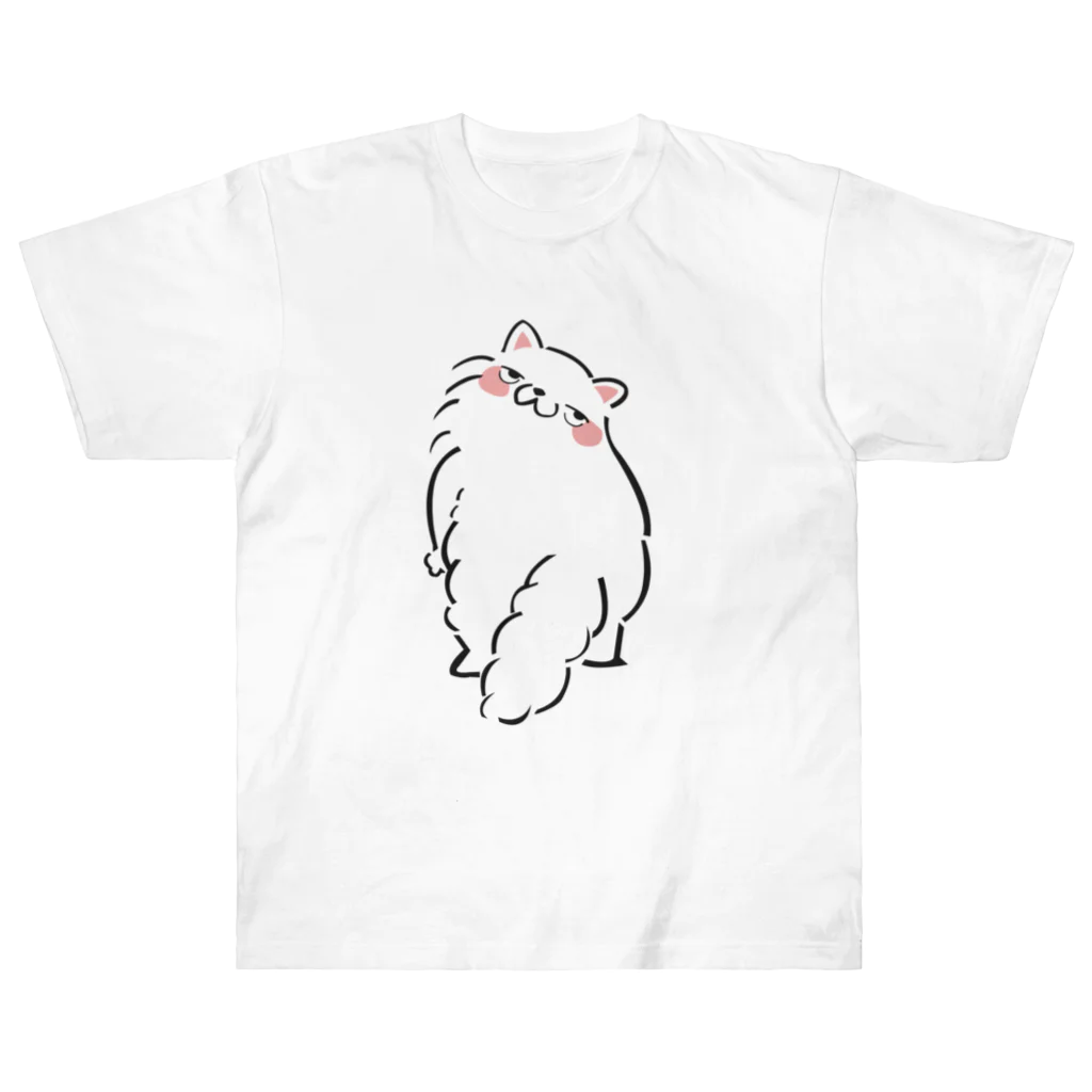 ふんわり本舗のしろねこ（みかえり） ヘビーウェイトTシャツ