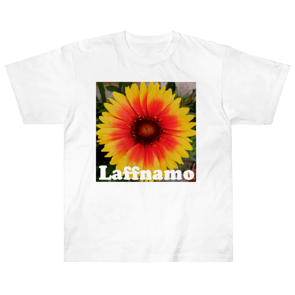 Laffnamo ラフなモーションのフラワー イエローオレンジ Heavyweight T-Shirt