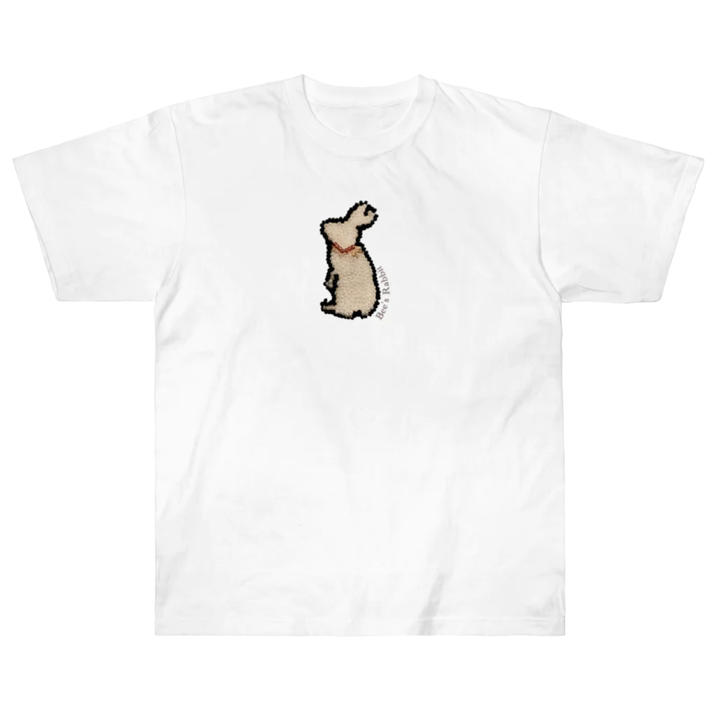 Mouse Houseのビーズ刺繍のうさぎ、 Heavyweight T-Shirt