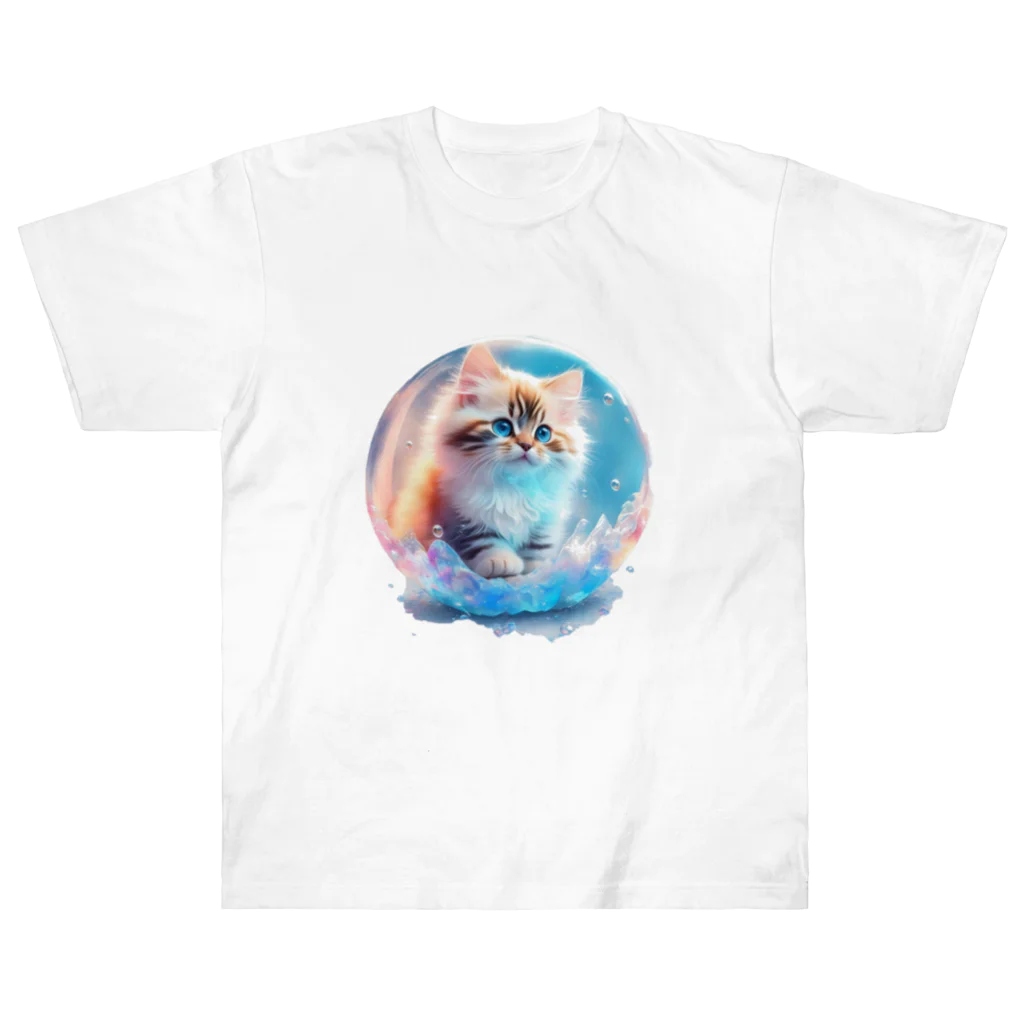 aianimalartyamaのしゃぼんねこb ヘビーウェイトTシャツ