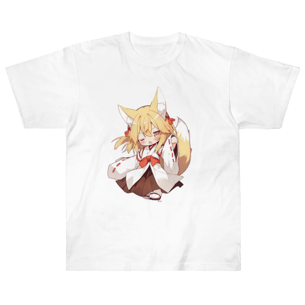 jai-to-anのミコン (Mikon) ver.5　狐の神様、きつね、キツネ ヘビーウェイトTシャツ