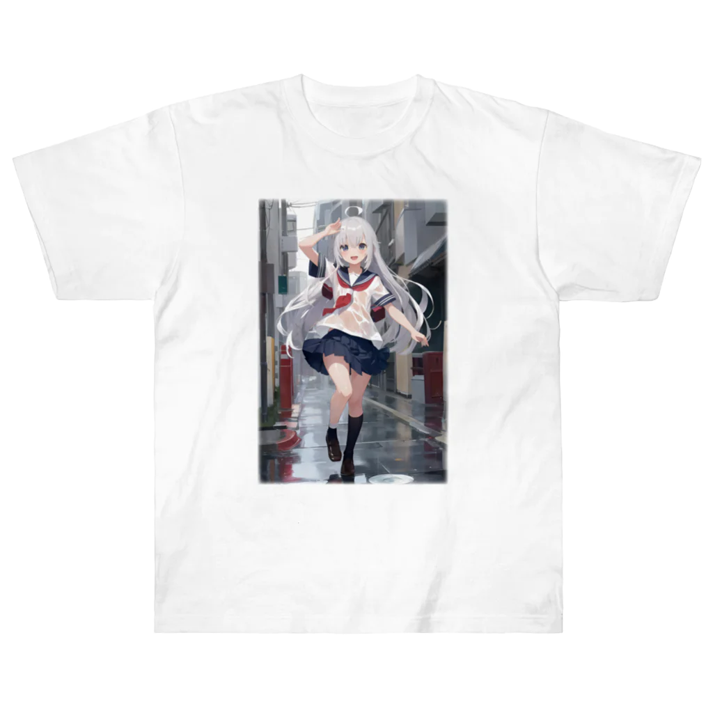 KAZAHANAの雨上がりの少女 Heavyweight T-Shirt