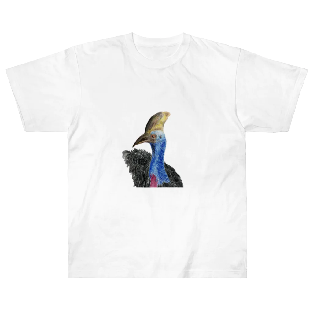 dpc drawingのヒクイドリ　cassowary ヘビーウェイトTシャツ