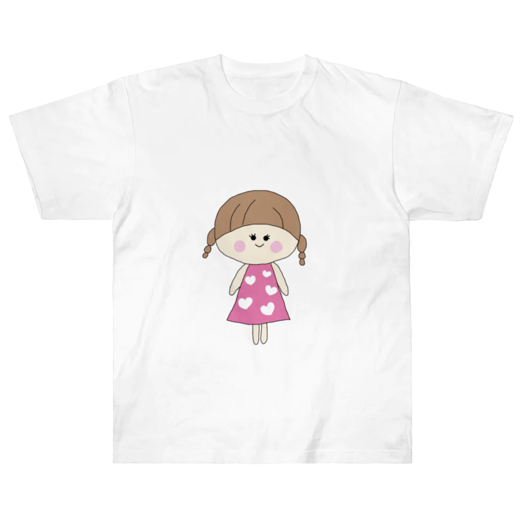 らぶたんらんどのラブリーな三つ編みの女の子 ヘビーウェイトTシャツ