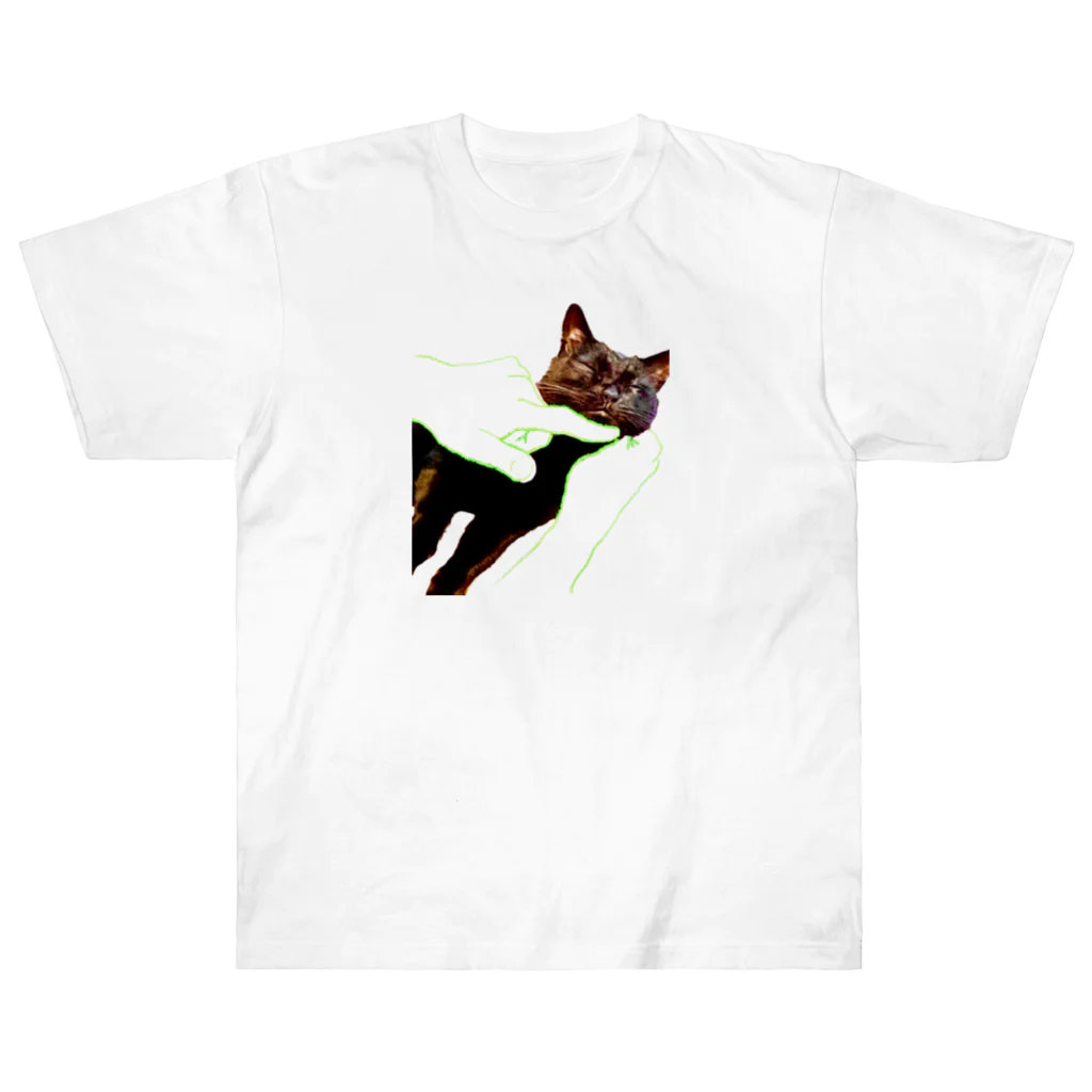 MKPoppp! shopのモフモフされる猫とモフモフする手 Heavyweight T-Shirt